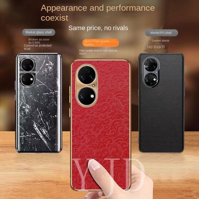 Ốp YJD Cho Huawei P50 Pro P40Pro Phiên Bản Giới Hạn Phong Cách Rồng Da Chống Sốc Ốp Lưng Điện Thoại