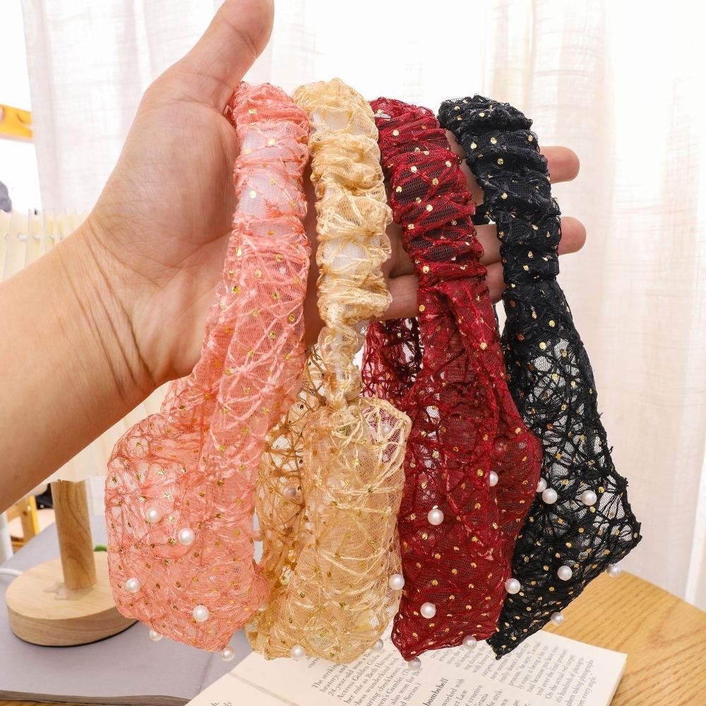 Dây buộc tóc TRACELIOIAN, Băng đô cạnh rộng rửa mặt, Khăn trùm đầu co giãn ren thanh lịch Phụ kiện tóc trắng cho Dance Biker