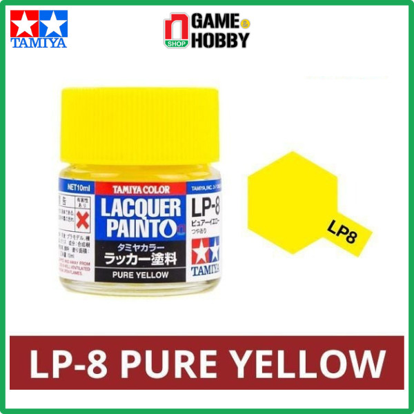 Tamiya LP-8 Giallo Puro (Pure Yellow) Lucido | Vernice Lacca 10ml Per Modellismo | Per Aerografo E Pennello