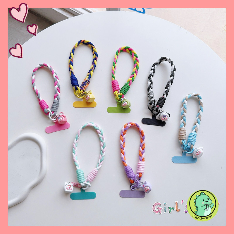 Dây treo điện thoại di động xoắn chống mất, mặt dây chuyền hoạt hình dễ thương, dây đeo cổ tay ngắn
