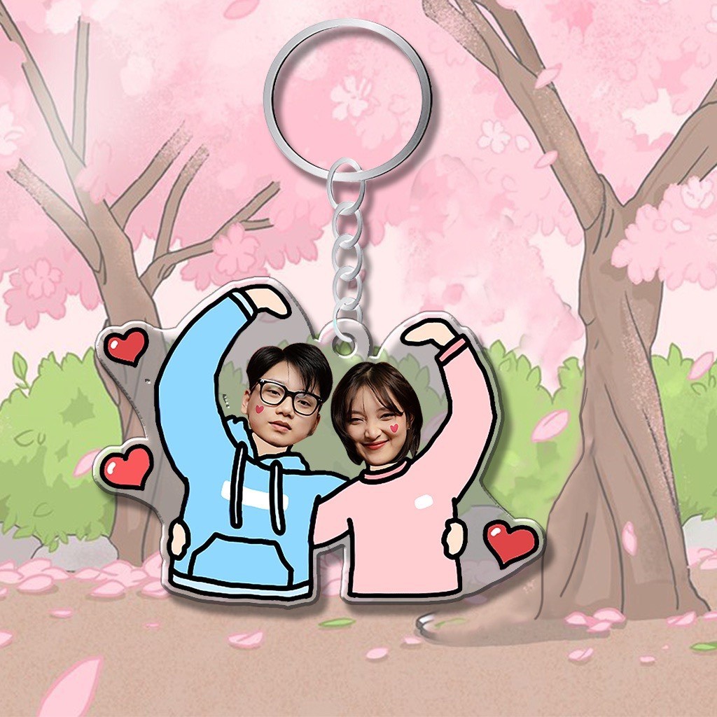 Móc khóa in hình chibi cute cặp đôi theo yêu cầu - Quà Tặng Sango