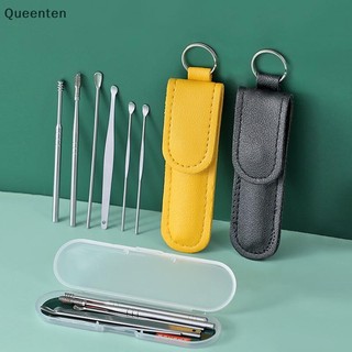 Queenten 6 Cái / bộ Ear Cleaner Ear Wax Pickers Thép không gỉ Earpick Wax Remover Piercing Kit Earwax Curette Spoon Care Ear Clean Tools QT