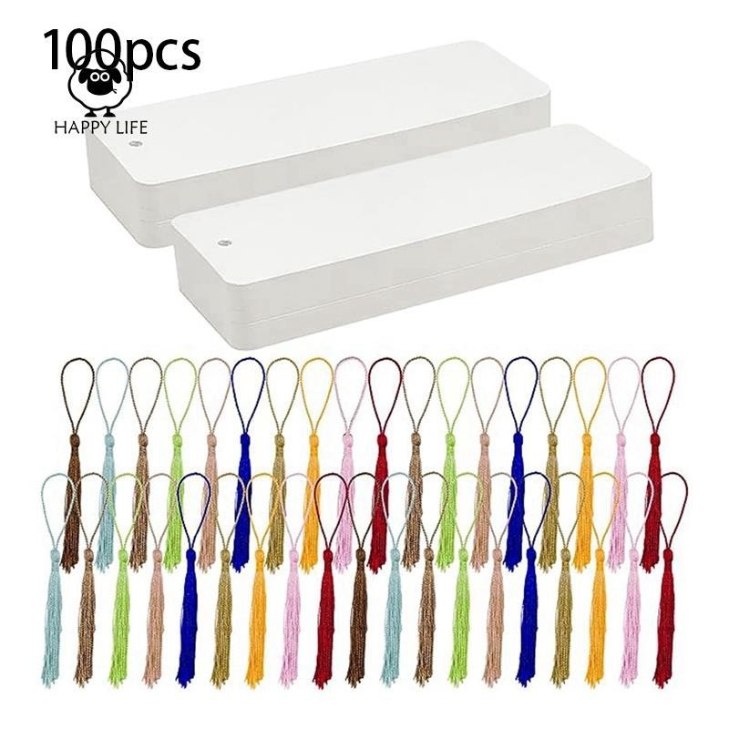 [xinggao] Set 100 Bookmark Thủ Công Bằng Giấy Tự Làm Nhiều Màu Sắc Có Tua Rua Dùng Làm Quà Tặng