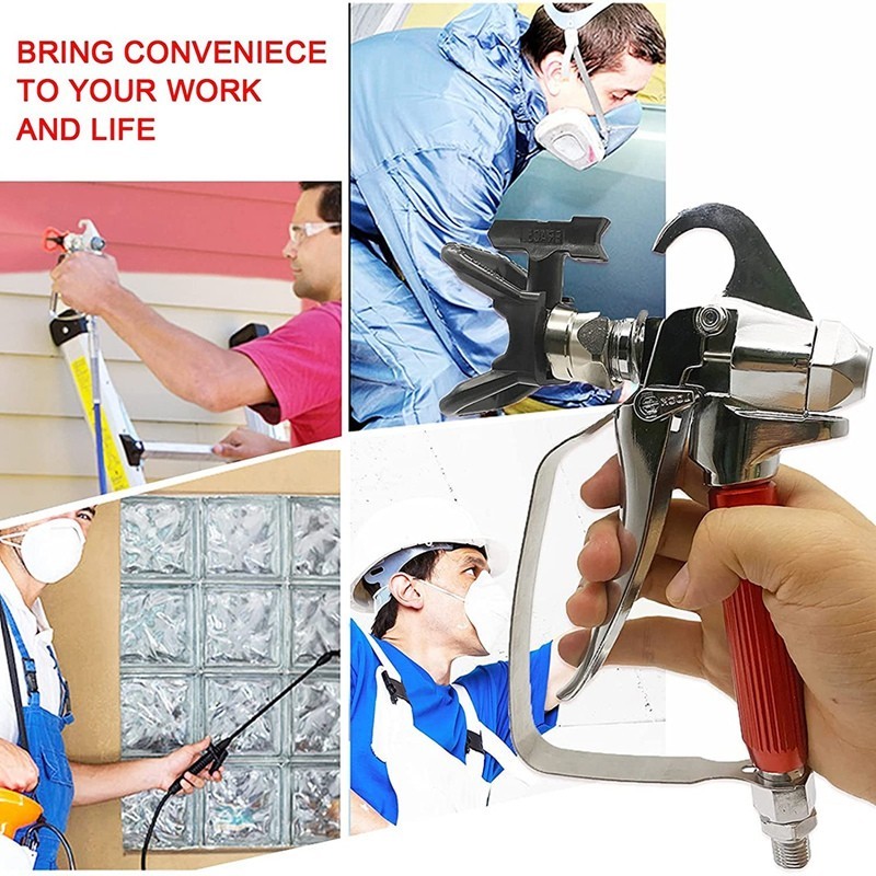 Máy phun sơn khí kèm 2 đầu phun, bảo vệ vòi phun, 2 bộ lọc không khí cho bơm