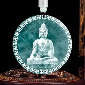 Ngọc Tự Nhiên Tathagata Phật Vòng Cổ Đá Ngọc Bùa Hộ Mệnh Hòa Bình Mặt Dây Chuyền Nam Nữ Trang Sức Mặt Dây Chuyền