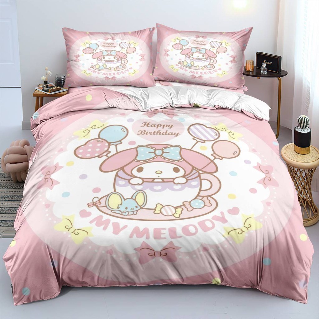ST2 Cinnamoroll 3in1 Bộ Chăn Ga Gối Chăn Ga Gối Phòng Ngủ Có Thể Giặt Thoải Mái Nhà Phù Hợp Với Trang Trí Nhà TS2
