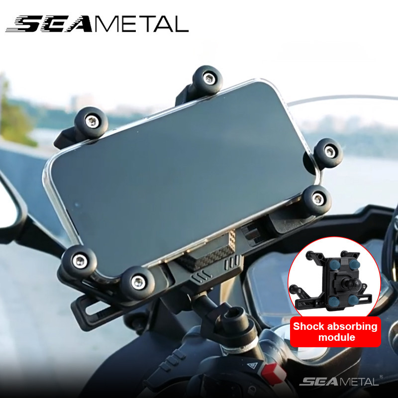 kẹp điện thoại xe máy SEAMETAL Giá đỡ điện thoại xe máy Xoay 360 độ Giảm xóc Giá đỡ điện thoại di động phù hợp với 4-7 inch