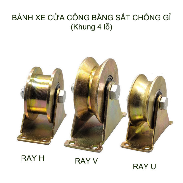 01 Bánh xe sắt chống gỉ lắp cho cửa cổng lùa, trượt đa năng, loại 46 ...