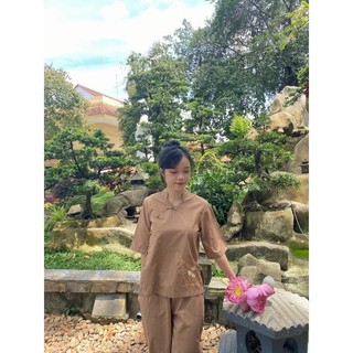 set đồ lam đi chùa cổ trụ cột nơ an yên