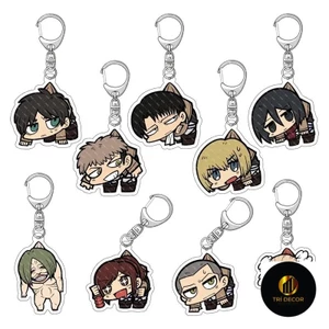 Móc khóa Attack on Titan Erwin Hange LEvi Eren Army Mikasa Jean Sasha 4 Phụ kiện trang trí túi xách Balo
