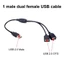 WU USB Y Bộ Chia Cáp USB Nam Đến 2 USB Nữ Bộ Chia USB Hubs Dây Nguồn