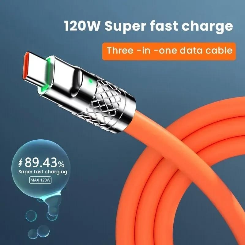 Cáp sạc nhanh 3 trong 1 120W 6A Micro USB tương thích cho cáp sạc iPhone cho Samsung Sạc điện thoại Cáp USB