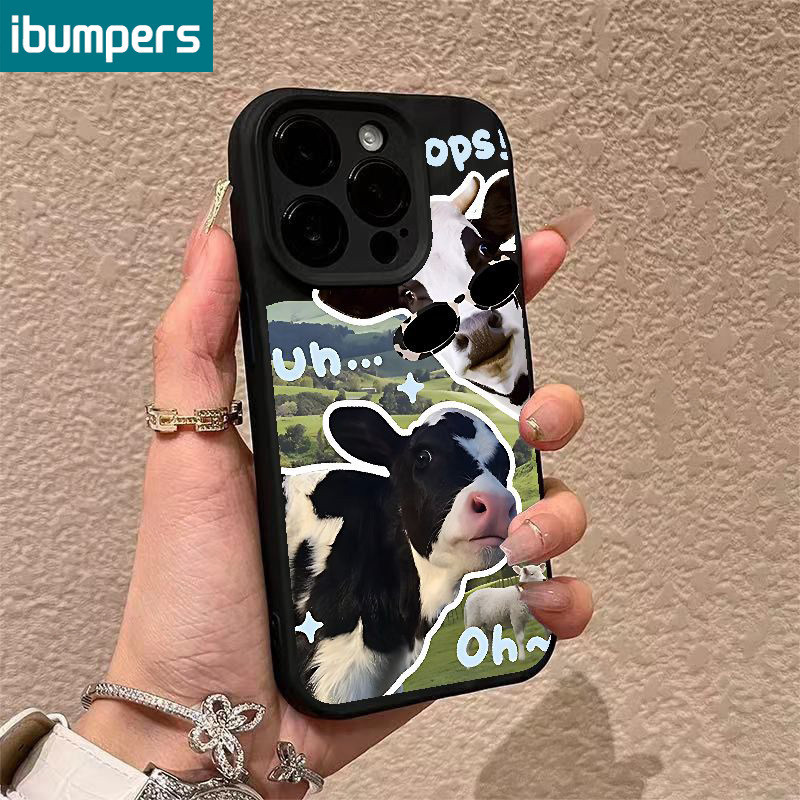 ibumpers Ốp Lưng Iphone đẹp cute bò mẫu Ốp Điện Thoại Nhám Silicon Mềm Ốp Lưng Chống Sốc Sang Chảnh Cho iPhone 15 14 12 13 11 Pro Max IP 7 8 Plus Iphon X XS XR X Max