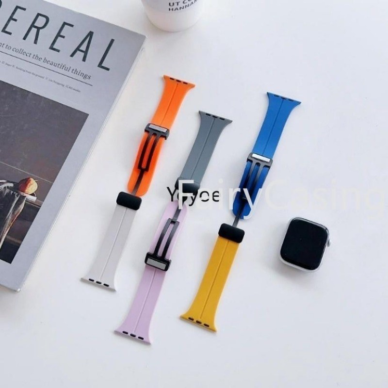 Dây đeo silicon từ tính cho Apple watch ultra 2 49mm series 9 45mm 41mm 7 8 9 SE 6 2 3 44mm 40mm 42mm 44mm Vòng đeo tay Apple watch ultra band