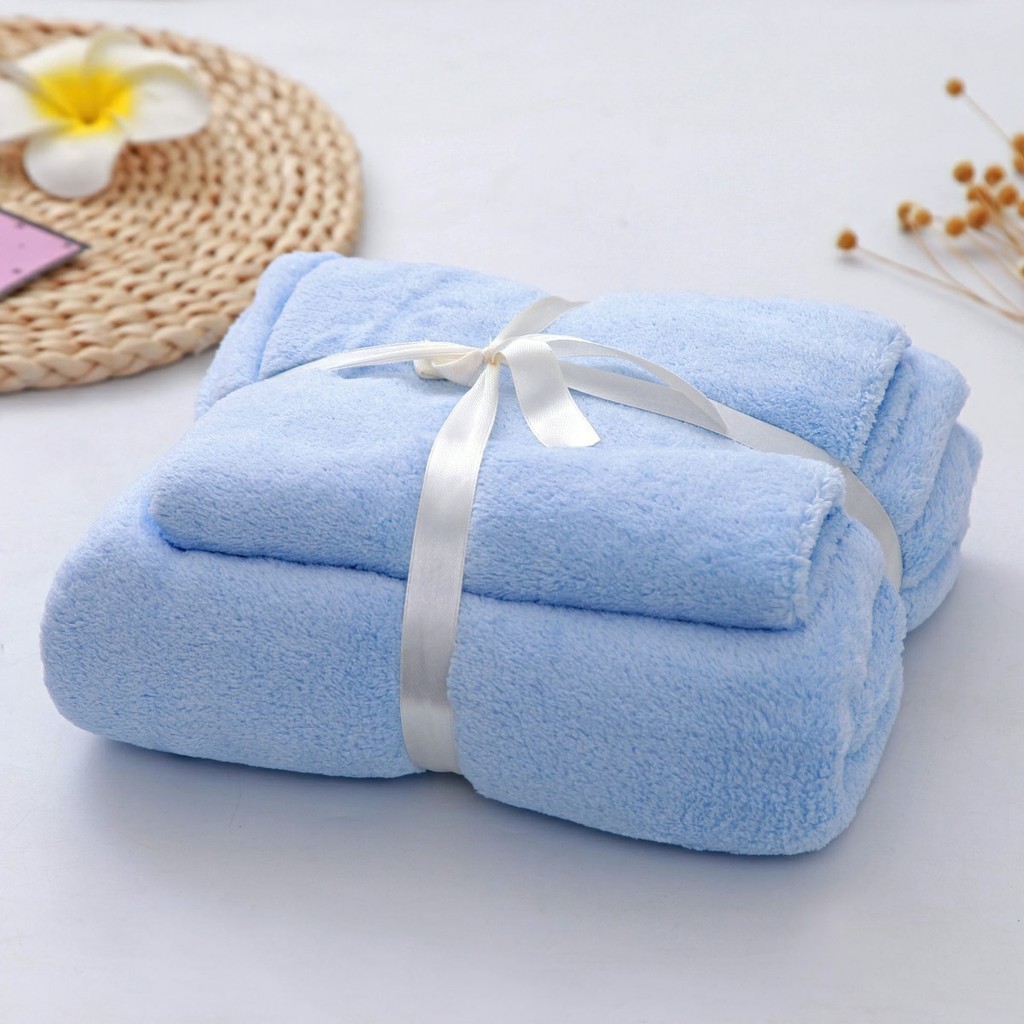 Bộ 2 Khăn tắm cao cấp, size lớn 70x140cm và 35x70cm - Siêu mềm mịn, siêu bền FETA