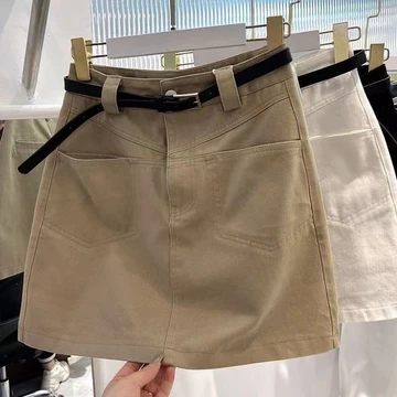 Váy denim Váy chữ A lưng cao Váy nửa dài Váy ngắn mùa hè 2024 Quần yếm Kaki Váy denim Váy nữ eo cao chống chói Váy gói hông A @ -