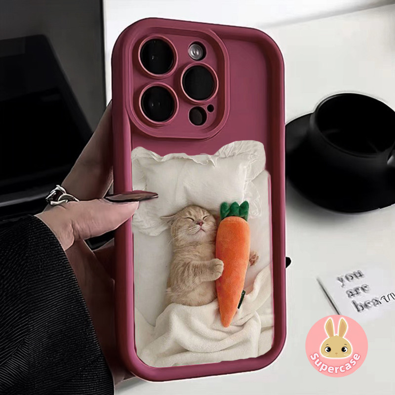 Ốp Điện Thoại Mèo Vui Nhộn Cho OPPO A6 GT Max A5 A5i Pro F31 Pro Plus Reno 15 14 Find X9 Pro X8S X8 Ultra K13 Turbo Pro Mèo Ngủ Có Cà Rốt Vỏ Điện Thoại Dễ Thương