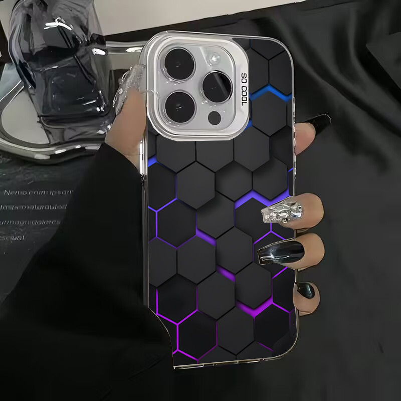 Ốp lưng cho iPhone 16 11 15 Pro Max 14 11 12 13 15 Pro Max 16e XR XS X 7 8 Plus SE2020 Khối xây dựng tổ ong thời trang Vỏ cứng mờ chống sốc