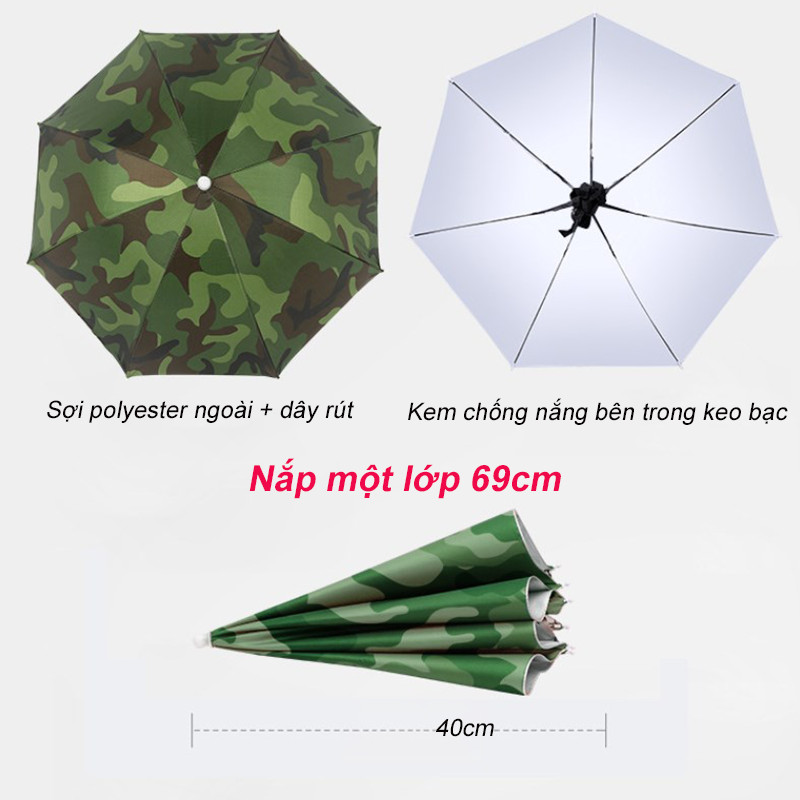 Mũ Ô Dù Đội Đầu 2 Tầng Gấp Gọn，Nó phù hợp để chống nắng và chống mưa trong các hoạt động ngoài trời