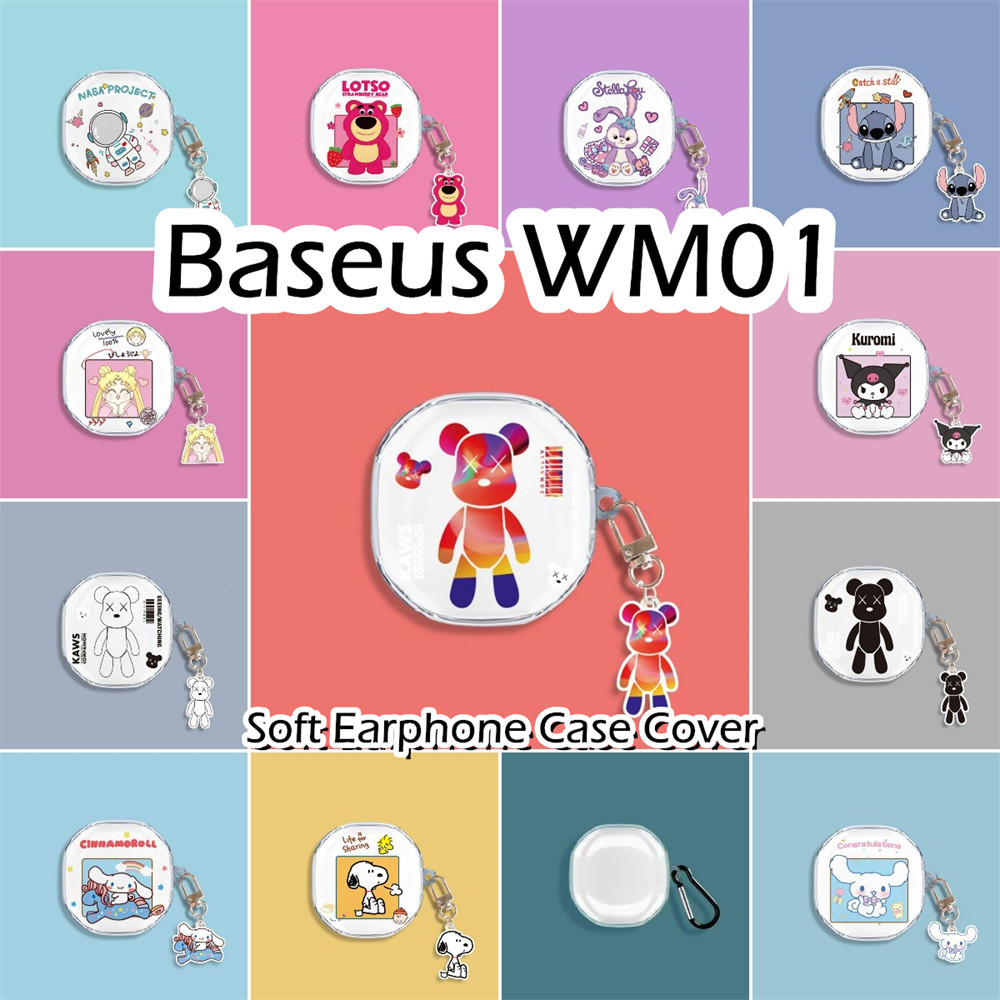 [Ngôi sao tương lai] Dành cho vỏ Baseus WM01 Vỏ tai nghe silicon mềm hình gấu dâu hoạt hình dễ thương