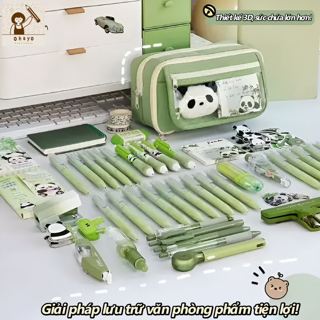hộp bút nhiều ngăn Panda Mới Chín Lớp Dung Tích Lớn Trong Suốt Hộp Đựng ...