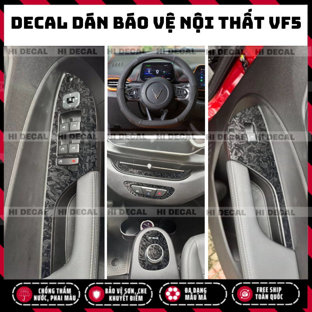 Tem nội thất VF5 dán bảo vệ, Decal dán xe trang trí xe bền màu, chống nước