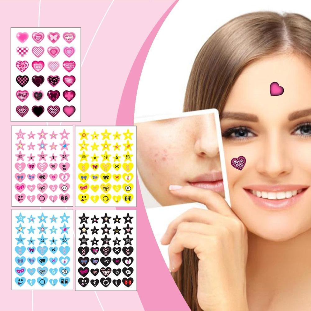 Pe Màu Không Đều Mụn Miếng Dán Che Mụn Miếng Dán Ngôi Sao Miếng Dán Chăm Sóc Tình Yêu Mụn