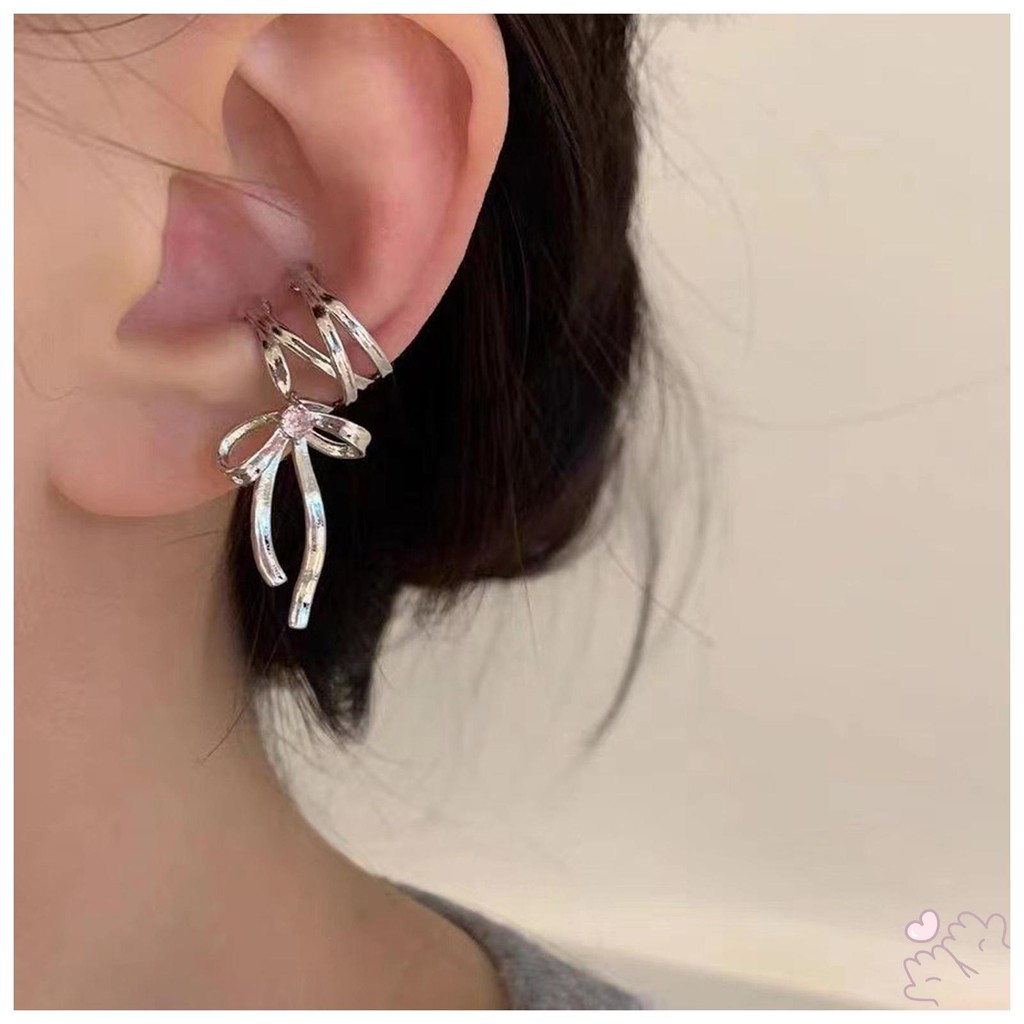 Kẹp tai ruy băng khí chất dành cho nữ Bảo quản màu sắc Vòng đeo tai không phai màu
