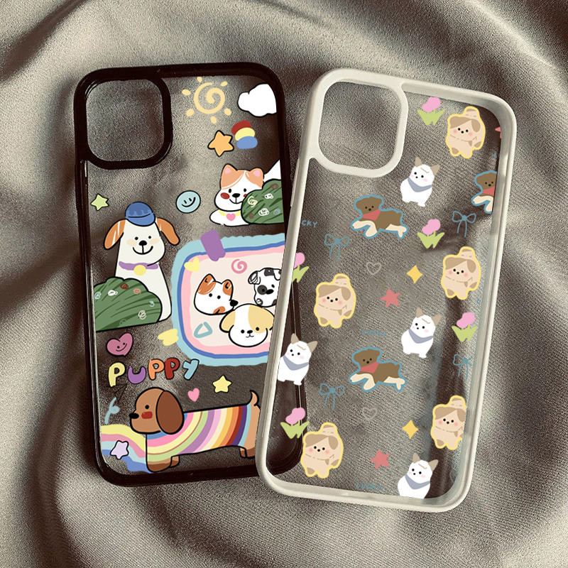 Vỏ Tương Thích Cho Samsung S24 S23 FE S25 S24 Ultra S23 S22 S21 Plus S20 S21 FE Funny Puppy Vỏ Silicon Cứng Chống Sốc