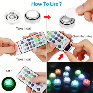Dải đèn LED chìm Mini có điều khiển từ xa, đèn bể cá chìm RGB đầy màu sắc, bể cá, bể bơi, bồn tắm, tiệc tùng, đám cưới, trang trí