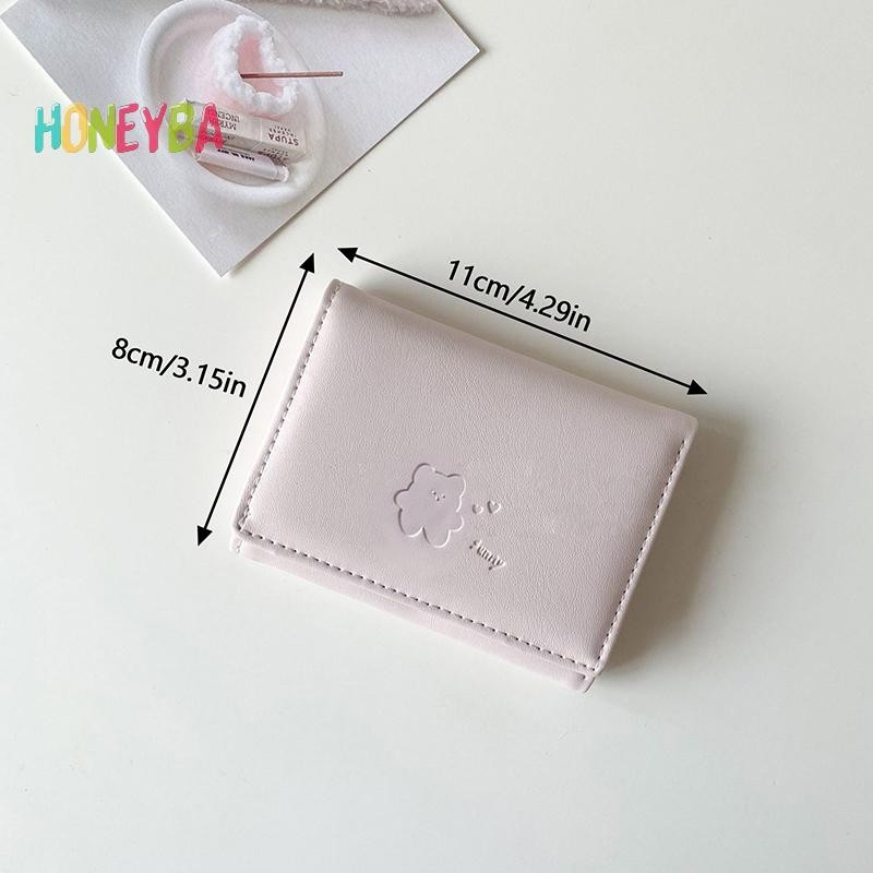 < Honeyba > Ví Gấu Nữ Dễ Thương Ba Đa Năng Ví Ngắn Gấp Đựng Thẻ Ví Đựng Tiền Xu Túi Đựng Thẻ Nữ Kẹp Túi Hoạt Hình