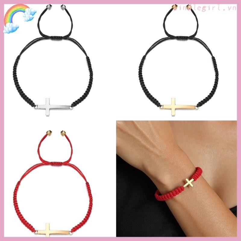 Vua Thời Trang Thánh Giá Mặt Dây Chuyền Vòng Tay Cho Nam Nữ Dây Bện Dây Đeo Tay Có Thể Điều Chỉnh Chiều Dài Móc Tay Trang Sức