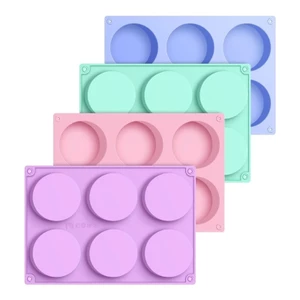 Cc 4 6 Khoang Tròn Fondant Khuôn Socola Bánh Dụng Cụ Nướng Bánh Handmade-Soap Trang Trí Khuôn Silicon Dễ Dàng Vệ Sinh