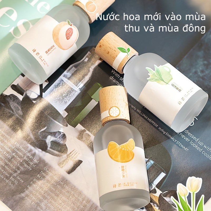 Nước Hoa Body Mist Shimang Trà Thơ Mẫu Mới Nắp Gỗ Thân Thủy Tinh Vỏ Mờ Sang Trọng