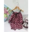 bộ cotton áo 2 dây quần đùi có nơ cho bé gái 6-13kg