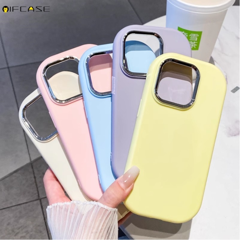 Tương Thích Cho iPhone 13 12 Ốp Điện Thoại Mini ins Hình Bầu Dục Dễ Thương Mạ Tròn Kẹo Màu Trơn Mờ Mờ Trơn Đơn Giản Bé Trai Bé Gái Silicon Mềm Vỏ Silicon Ốp Lưng