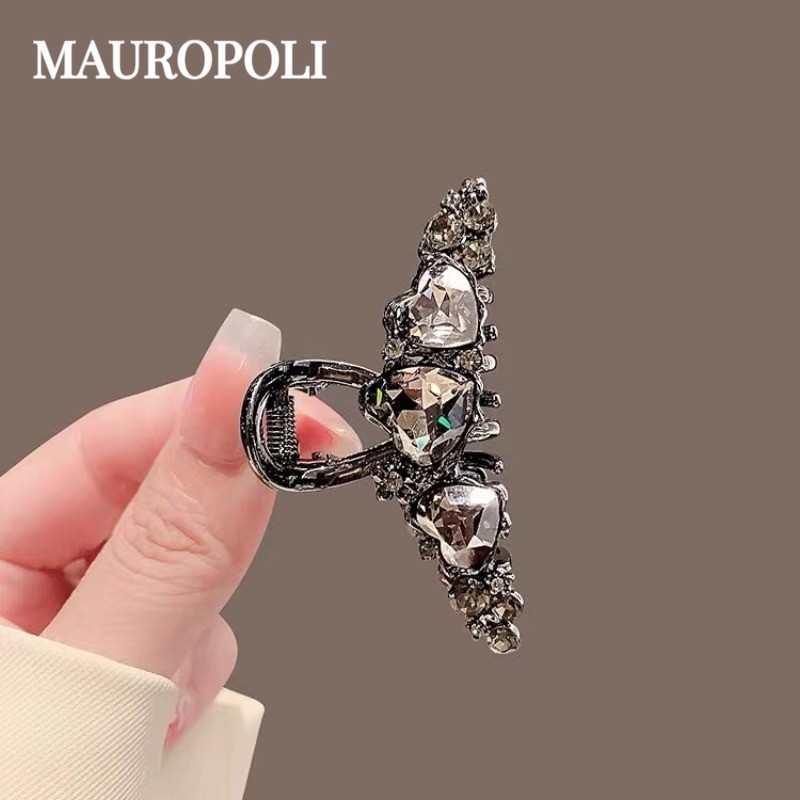 Mauropoli [Sẵn sàng] Kẹp tóc ngọc trai tình yêu bằng kim cương giả cao cấp Kẹp tóc cá mập Tính khí Kích thước nhỏ Kẹp đầu sau Kẹp tóc Mũ đội đầu Kẹp tóc