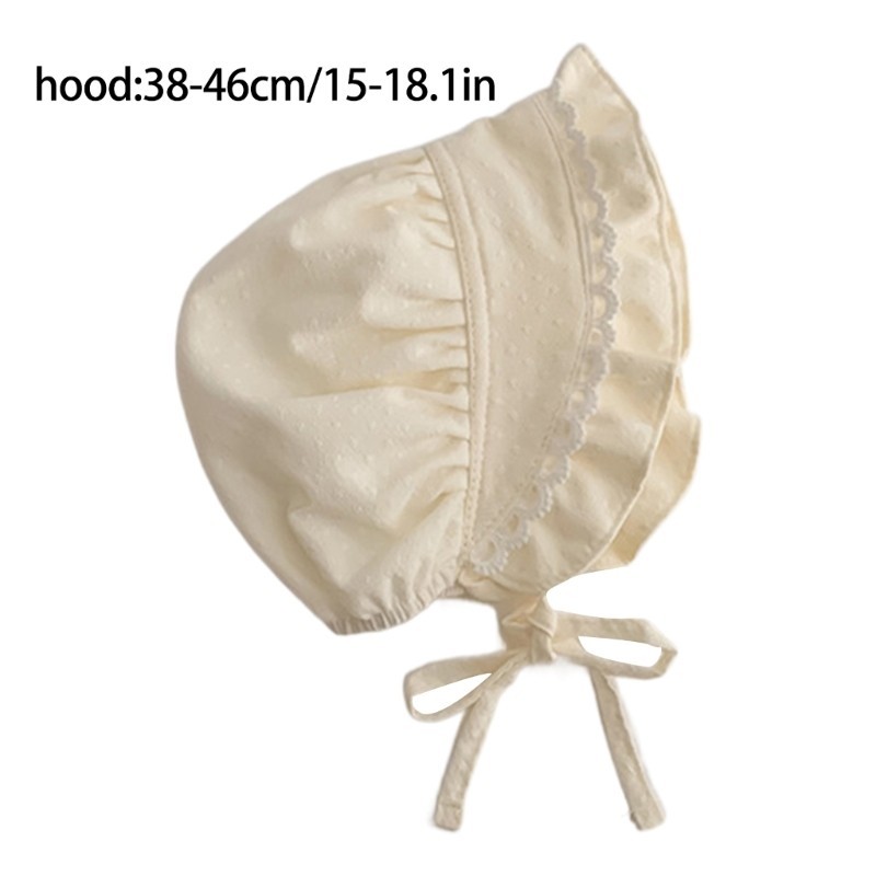 Innlike1 Mũ Trẻ Sơ Sinh Bé Gái Bonnet Cotton Christening Bonnet Mũ Thoáng Khí Mũ Chống Nắng Nhẹ Mũ Cho