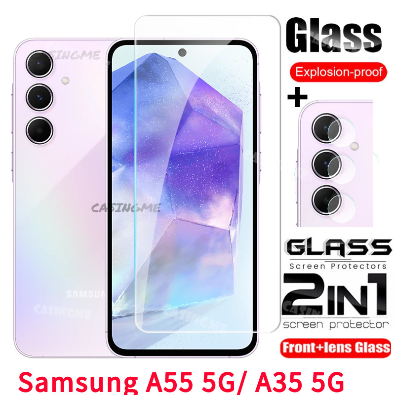 Samsung A35 A16 5G 2024 Phim Bảo Vệ Màn Hình 2 Trong 1 Full Cover Kính Cường Lực Cho Samsung Galaxy A35 A55 A 55 35 A15 A25 55A A 35 55 4G 35A 5G 2024 SamsungA55 Ống Kính Mặt Trước