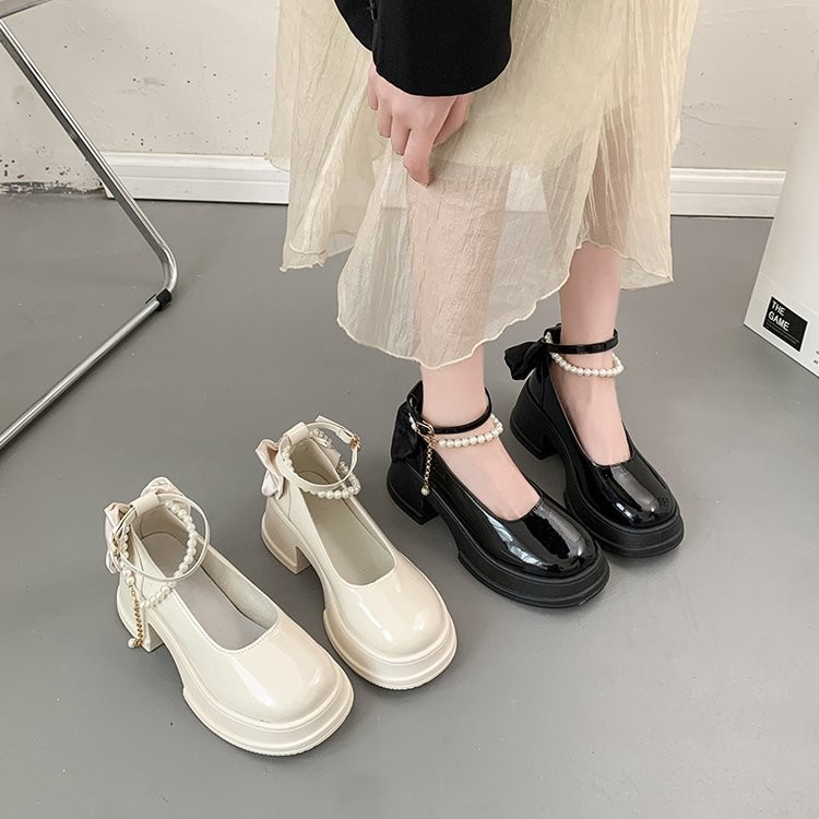 Giày Jinxchoy Hàn Quốc Phong Cách Y2K Thời Trang Đế Dày Dày Đế Dày Mary Jane GIÀY Phong Cách Anh Quốc Màu Trơn Gót Vuông Mary Jane Loafers GIÀY Thông Thường PU Dây Đeo Khóa Phẳng Miệng Giữa Ngón Chân Tròn Nêm Giày Học Sinh GIÀY Da Đen Giữa Giày Nữ Gót Châ