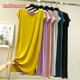 Phụ Nữ Modal Cotton Đầm Plus Kích Thước Trơn Đầm Rời Thường Ngày 2025 Váy Ngủ Mùa Hè