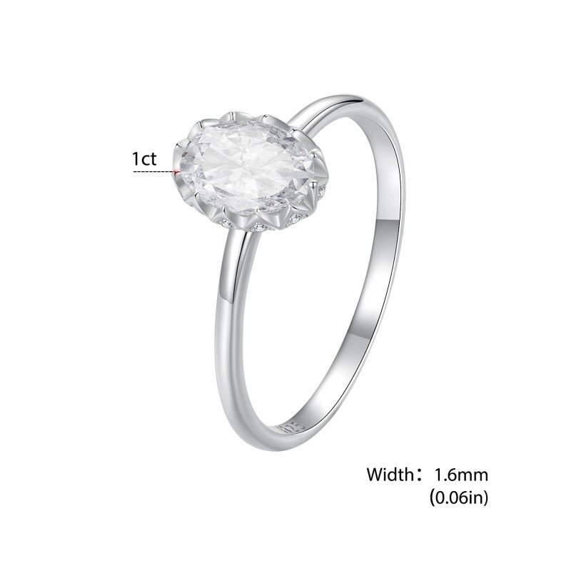 Bamoer 925 Sterling Sliver Ring Dazzling 1CT Moissanite Trang Sức Thời Trang Tinh Tế Quà Tặng Cho Nữ MSR049-5