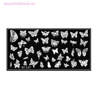 [Beautifulhome] Love Heart Nail Art Stamping Plate Họa tiết vẽ Sọc Hình học 3D Hình ảnh Stencil Pring Tools [làm đẹp]
