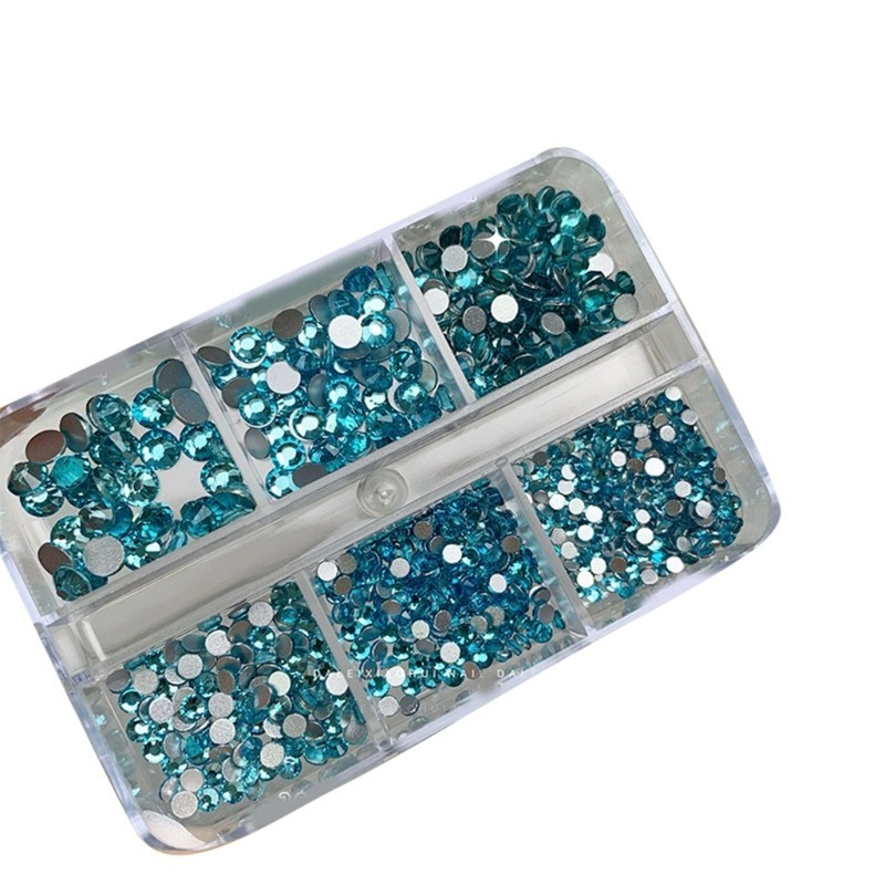 Richh 6 Lưới 3D Pha Lê Đá Quý Trang Sức Tròn Kim Cương Giả DIY Làm Móng Tay Trang Trí Móng Tay