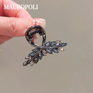 Mauropoli [Sẵn sàng] Súng bắn thủy tinh đen tai lúa mì Kẹp nhỏ dành cho nữ Cao cấp Kẹp tóc gãy tinh tế nửa mảnh Kẹp cá mập trung bình Phụ kiện tóc Niche
