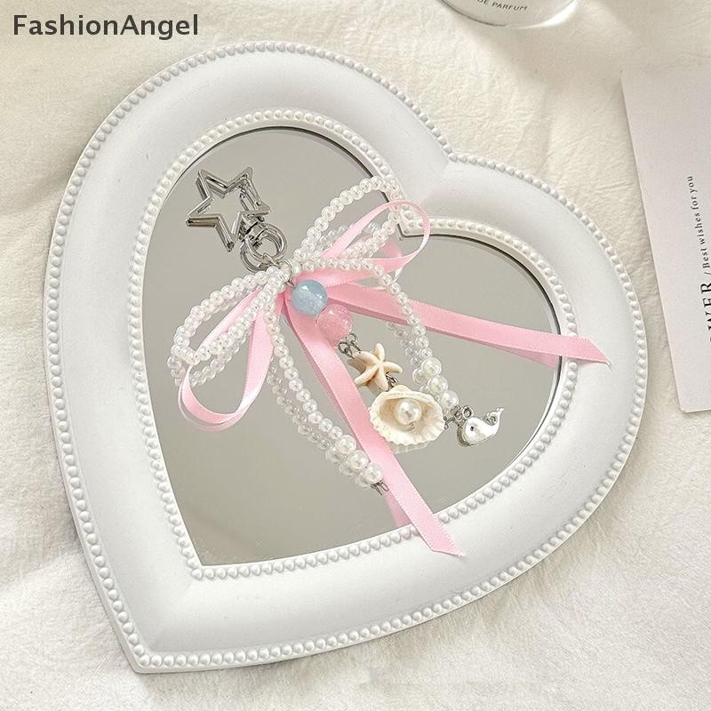 FashionAngel Hồng Ruy Băng Nơ Túi Mặt Dây Chuyền Ngọc Trai Móc Khóa Mặt Dây Chuyền Trái Tim Nữ Tính Tinh Tế Mặt Dây Chuyền Túi Trang Trí Móc Khóa VN
