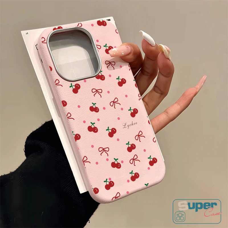 Dành Cho OPPO A57 A3X A3Pro A38 A78 A18 A58 A16 A60 A17 A55 A7 A77 A1K A33 A52 A54 A5s A9 A5 A35 A72 A12 A11K A76 A11 A94 A3s A36 A74 A31 A15 A77S Thời Trang Dễ Thương Nơ Anh Đào Màu Đỏ Ốp lưng