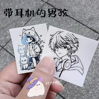 Anime Tai Nghe Bé Trai Kim Loại Miếng Dán Mèo Cô Gái Cao Cấp Máy Tính Notebook Điện Thoại Di Động Độc Đáo Hoạt Hình Trang Trí 2.19