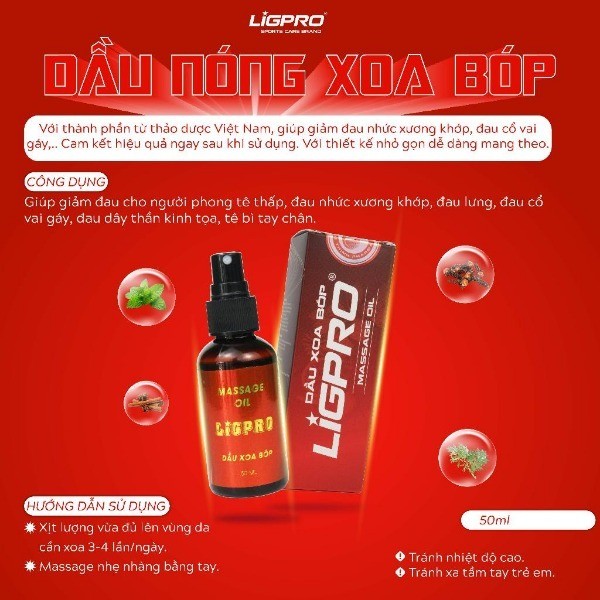 Dầu nóng xoa bóp LIGPRO 50ml dạng xịt thảo dược Từ công thức của y học cổ truyền giảm đau vận động thethaochinhhang