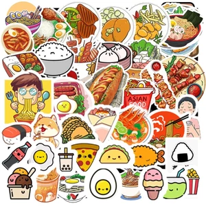 Set 50 Miếng Dán Sticker Thức Ăn Độc Đáo - Trang Trí Vali | Laptop| Xe - GÌ CŨNG IN